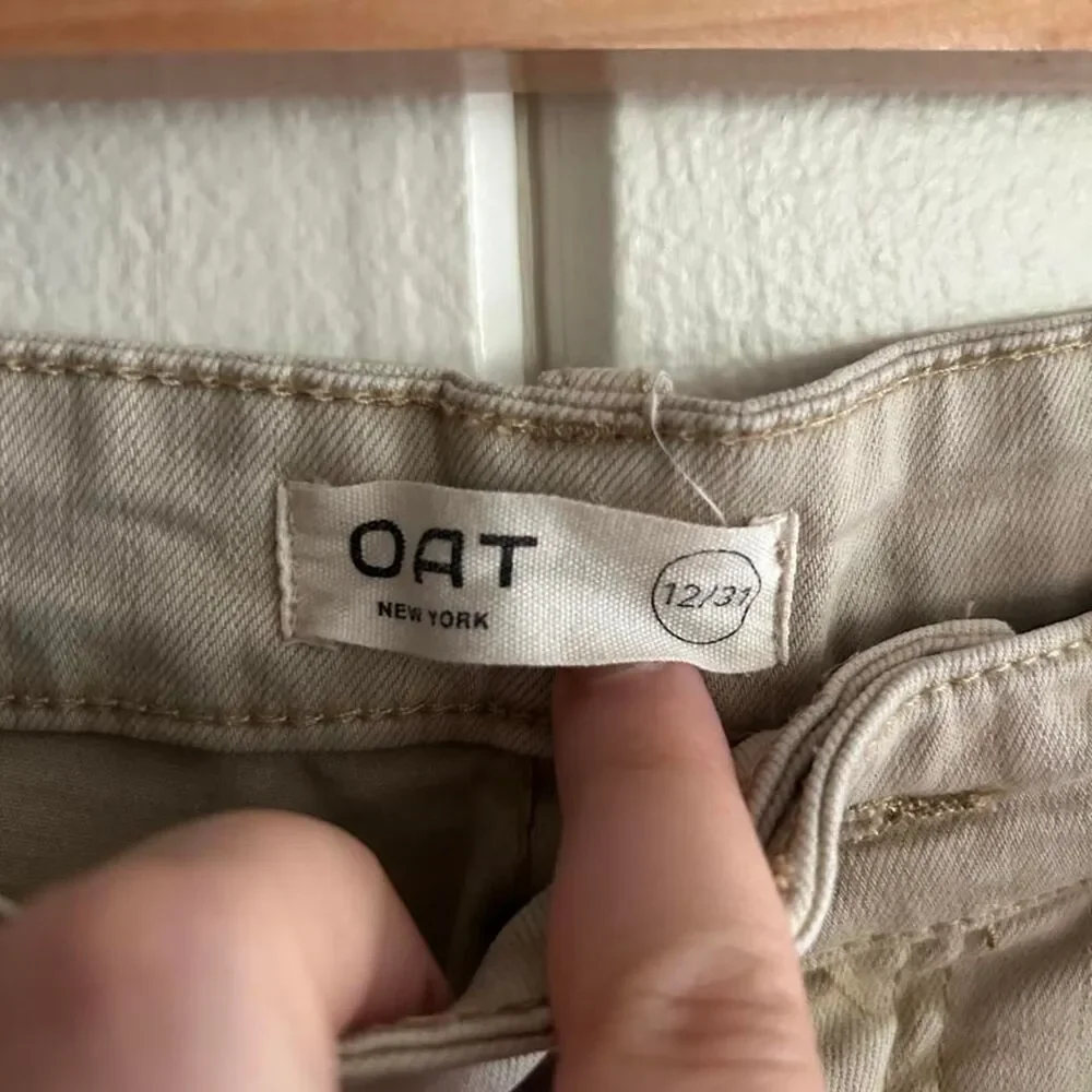 OAT Wide Leg High Rise Jeans - Cream size 12